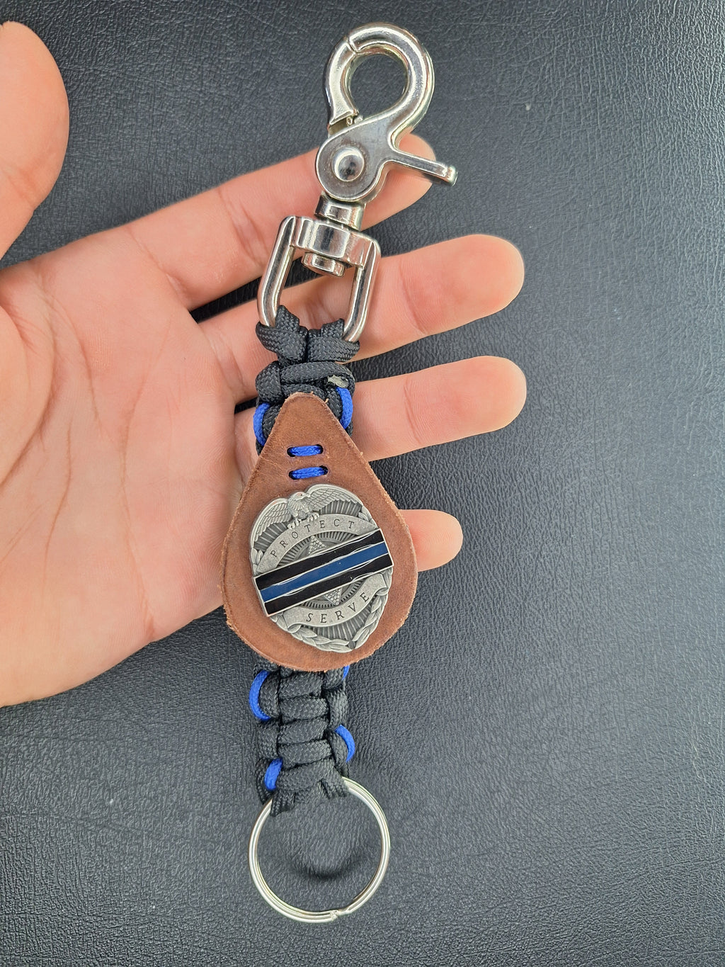 police paracord keychain with police concho