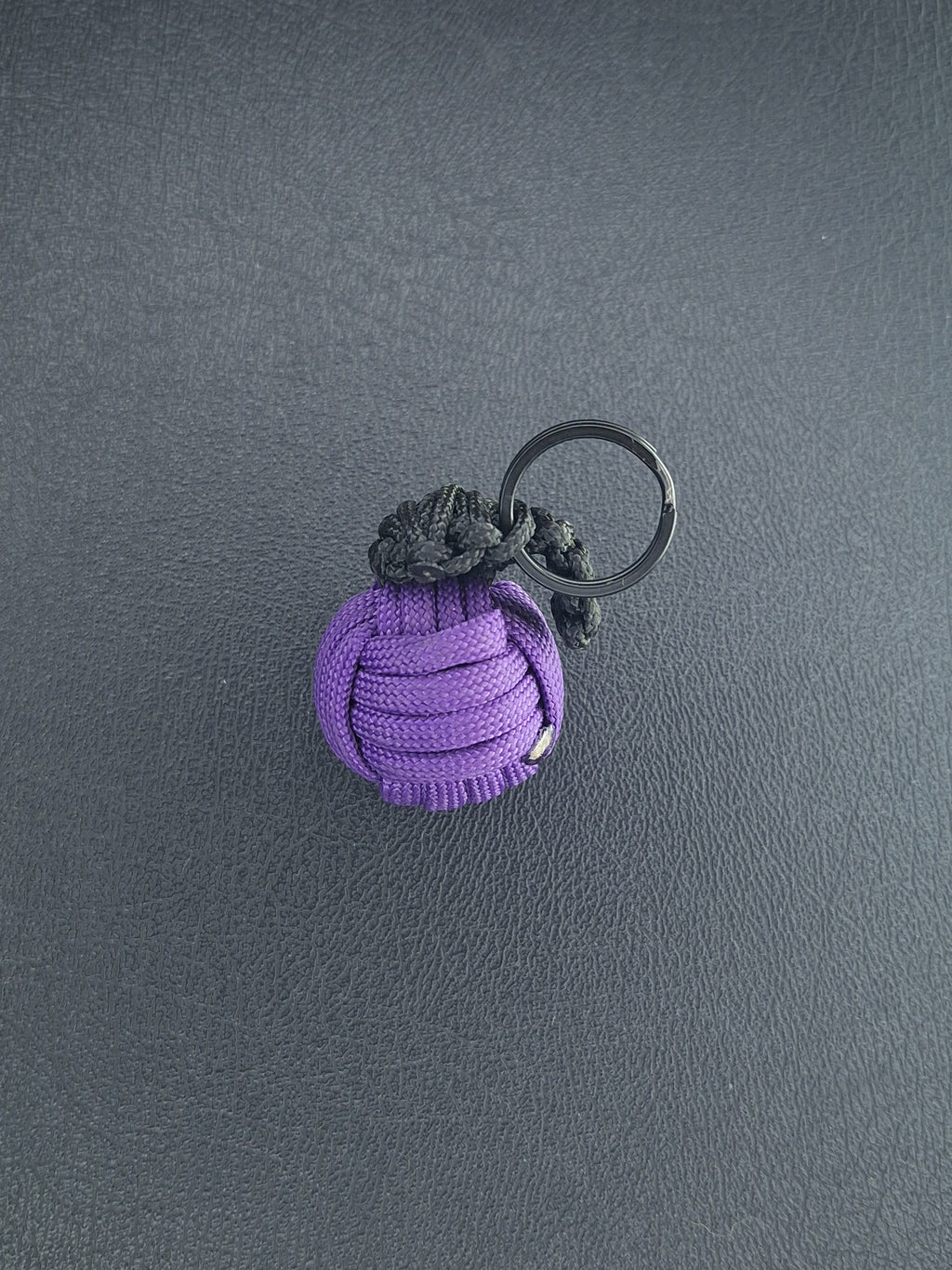 purple paracord monkey fist grenade keychain