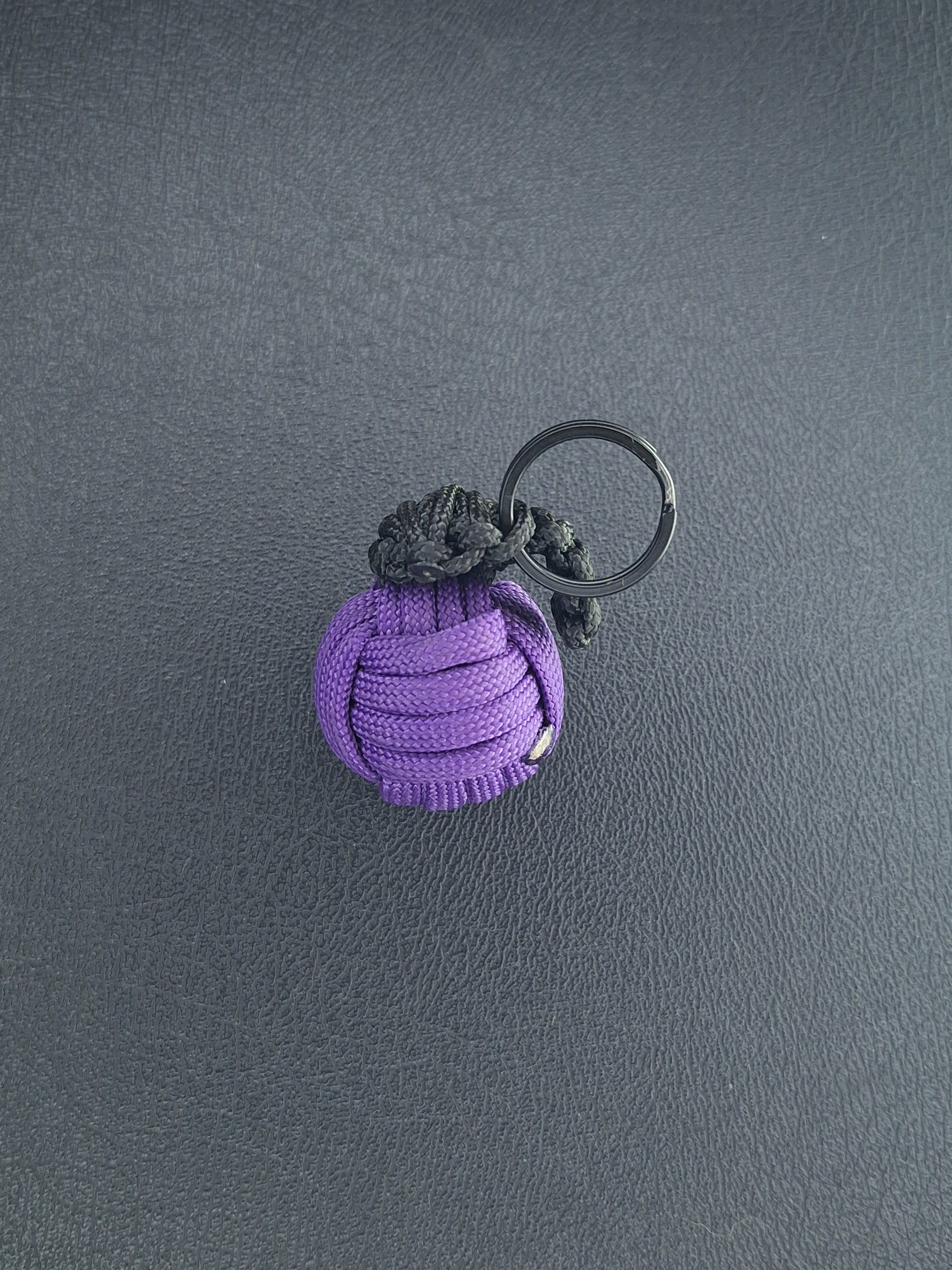 purple paracord monkey fist grenade keychain