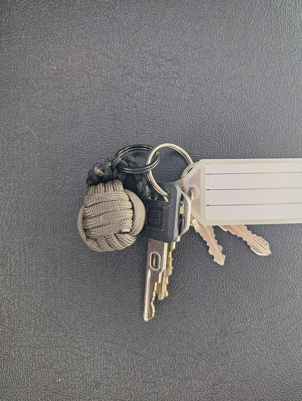 dark grey Paracord monkey fist grenade Keychain
