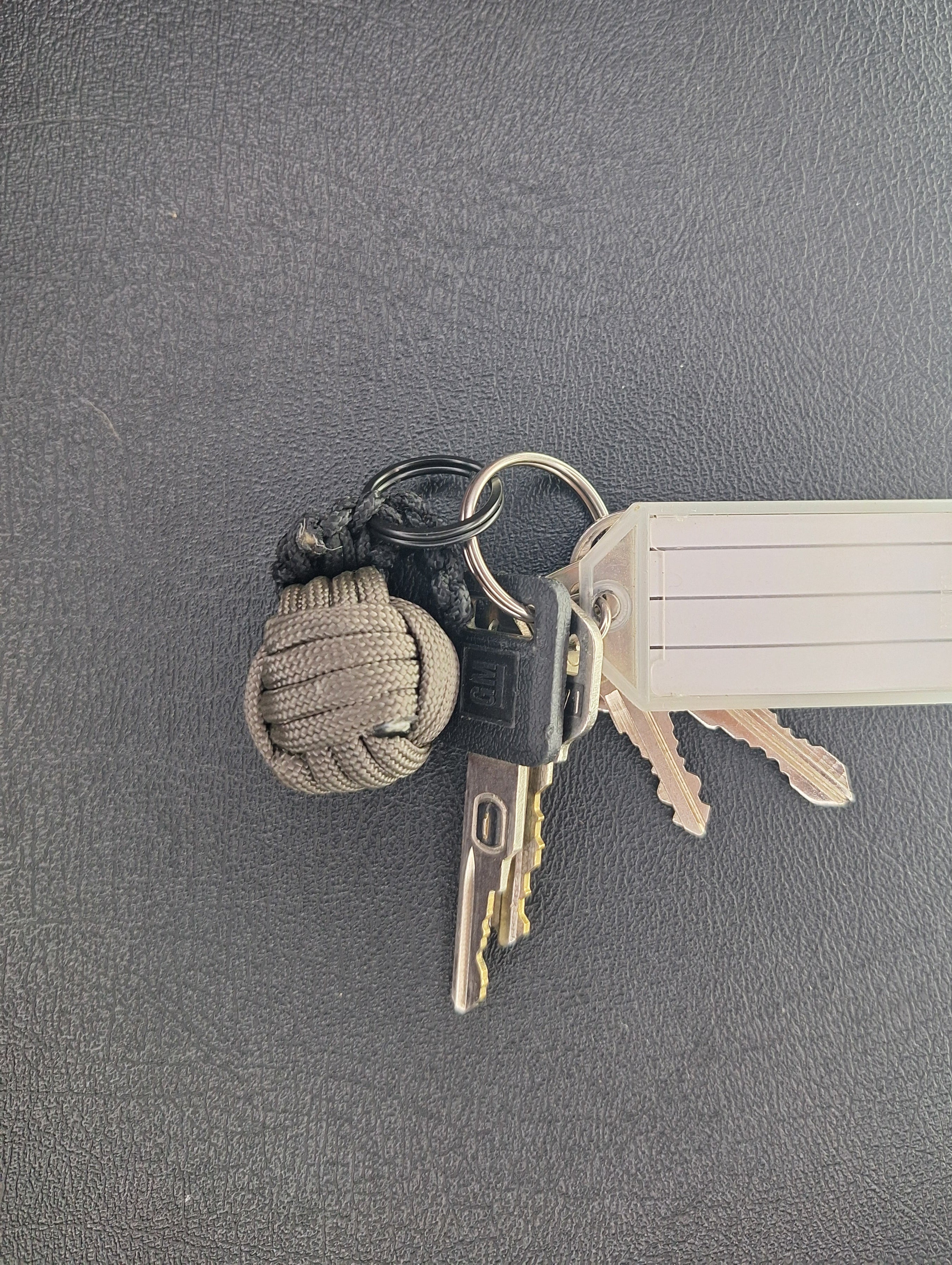 dark grey Paracord monkey fist grenade Keychain