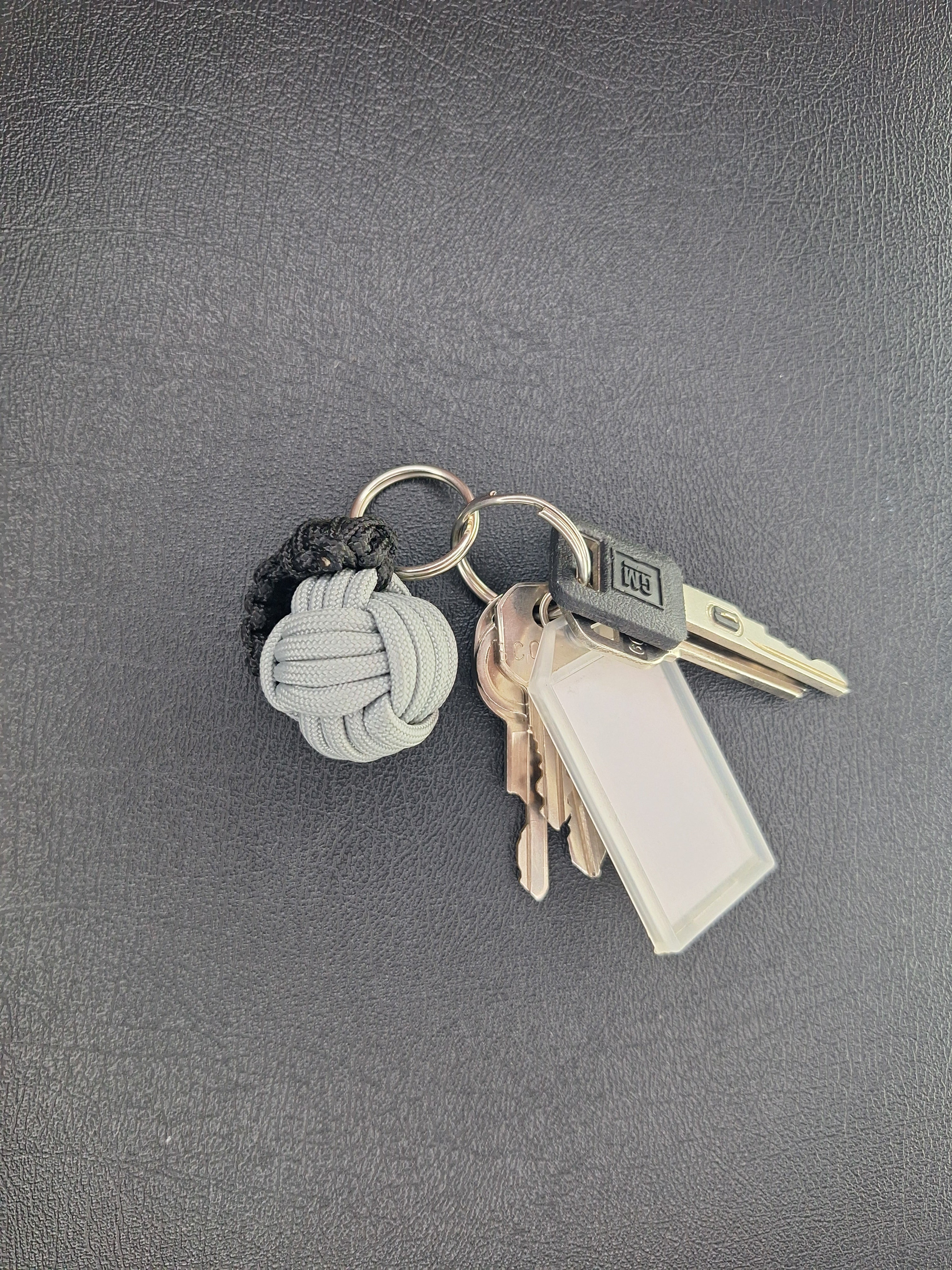 Silver paracord monkey fist gernade Keychain