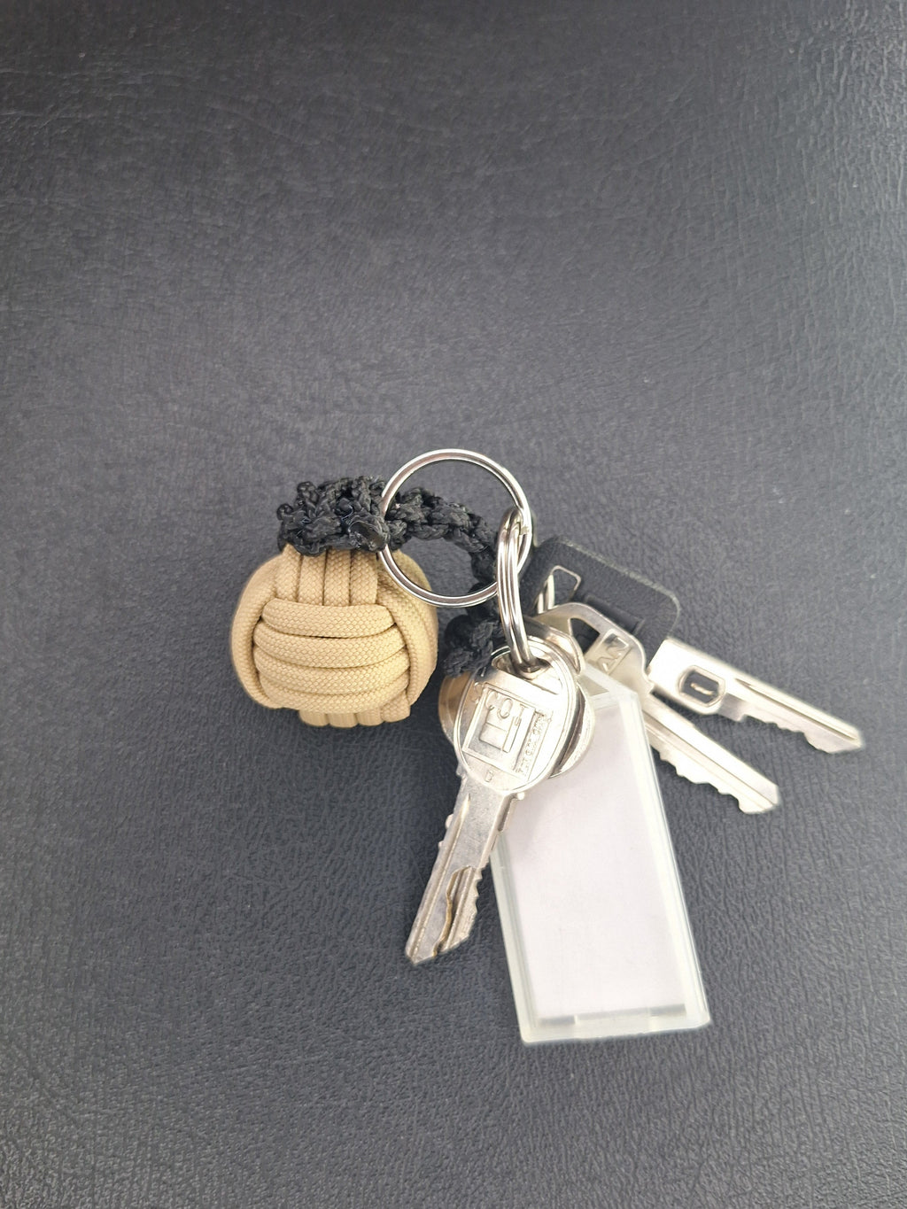Tan paracord monkey fist gernade Keychain