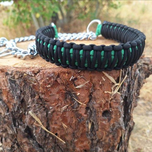 Black and green Paracord training collar
