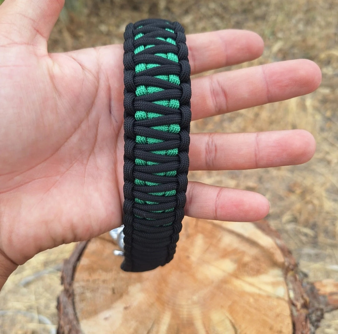 Black and green Paracord training collar – Boyds-paracord