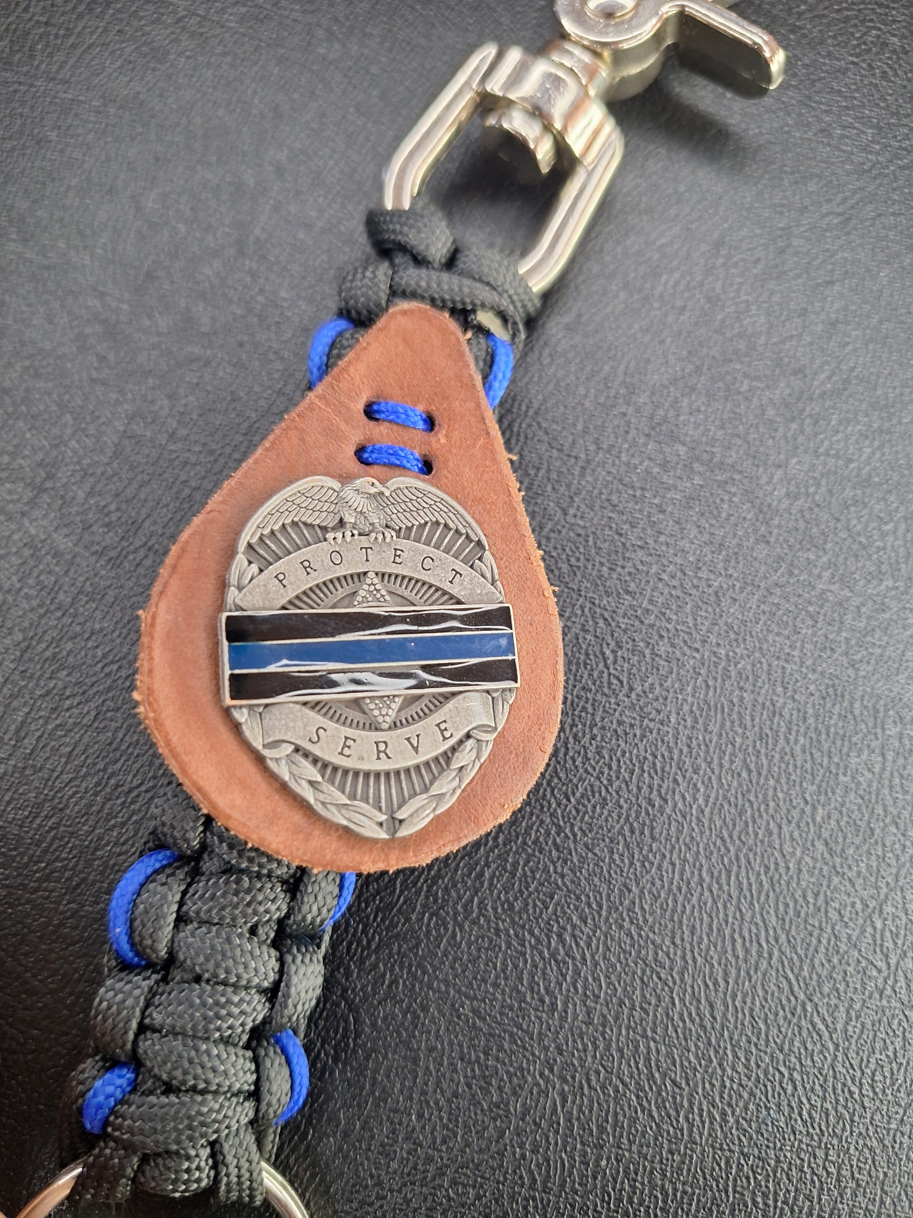 police paracord keychain with police concho