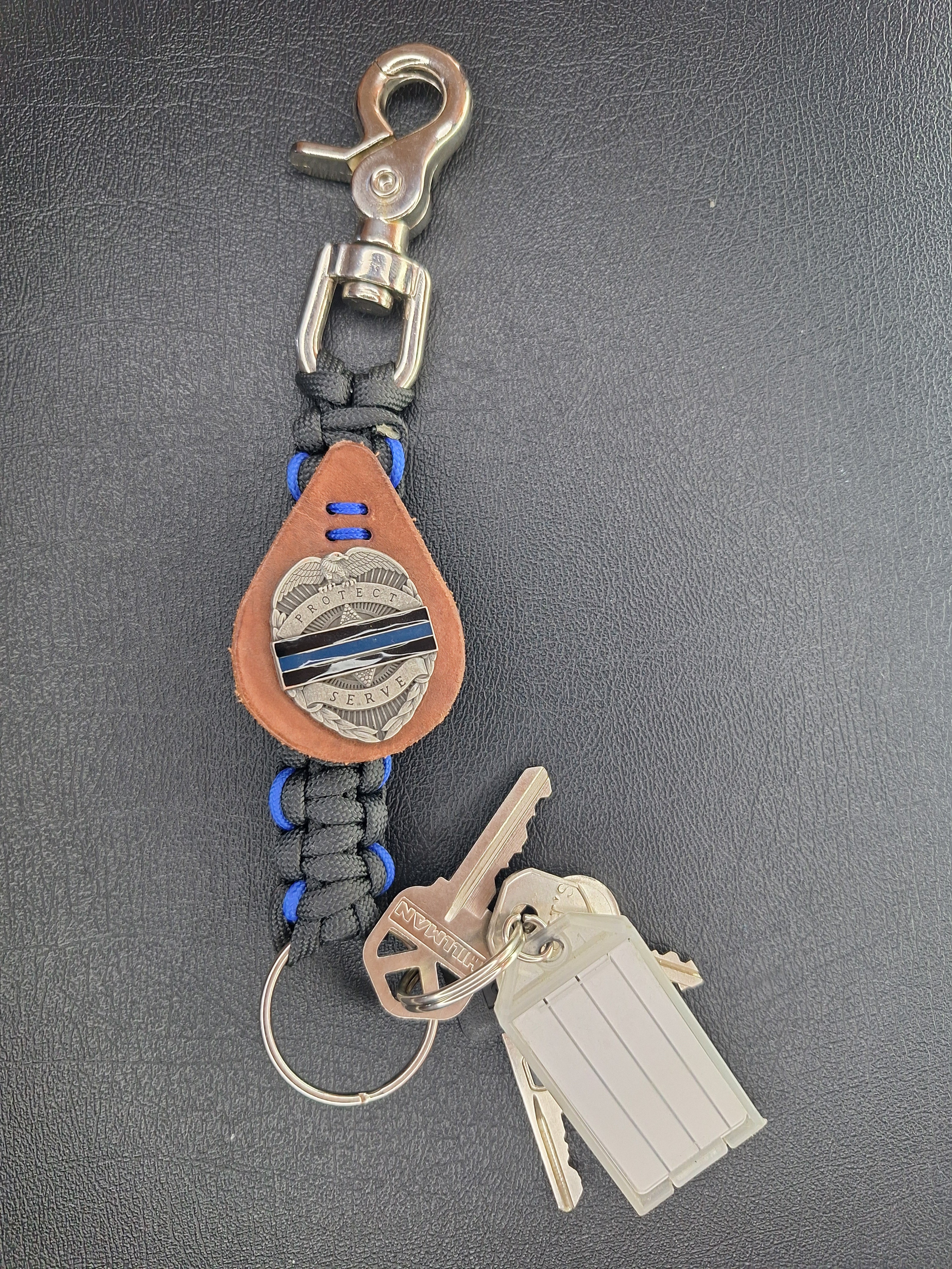 police paracord keychain with police concho
