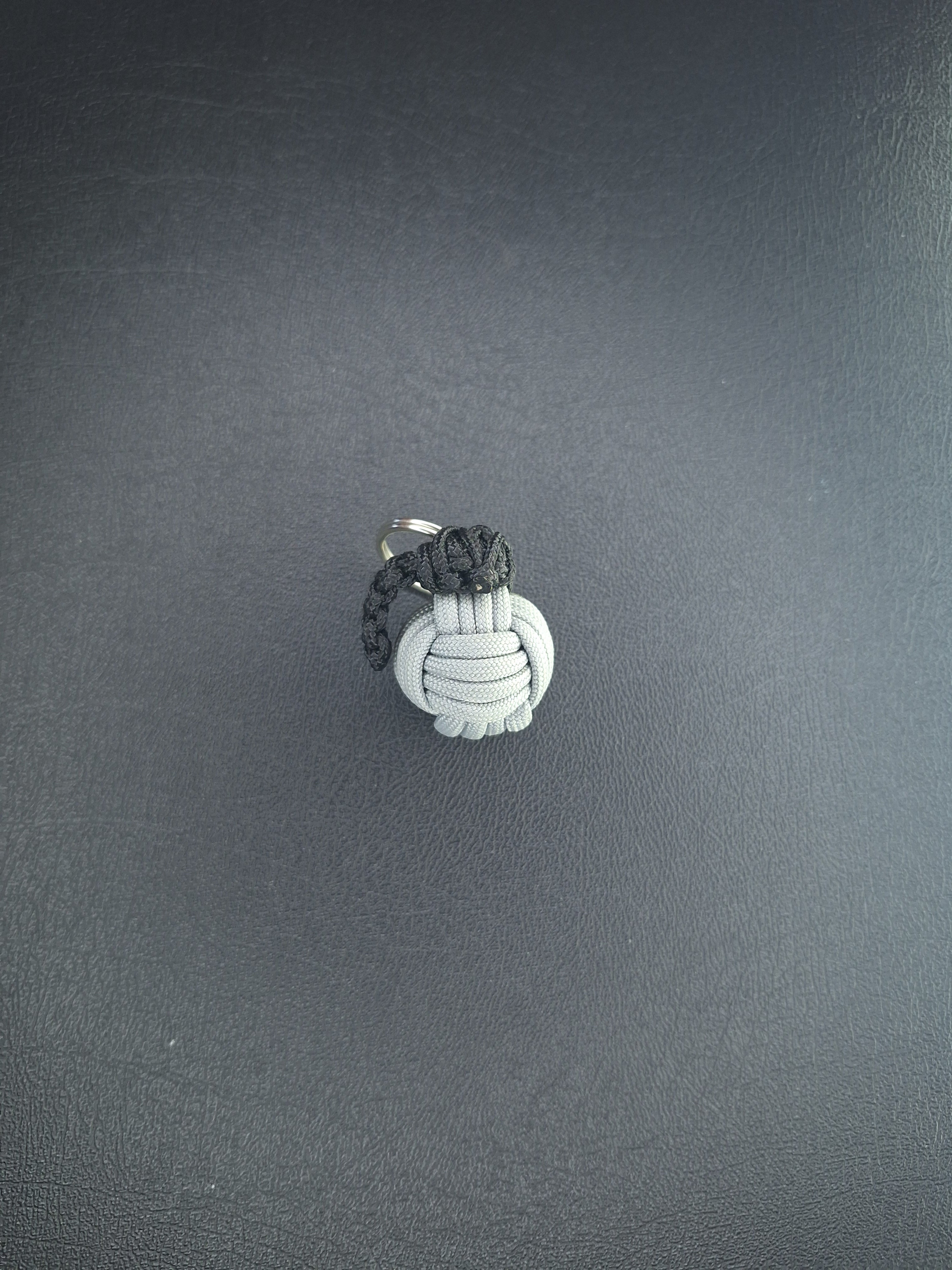 Silver paracord monkey fist gernade Keychain
