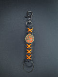 Black/orange paracord Keychain with dove with flames