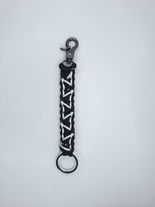 Black paracord Keychain with White hearts