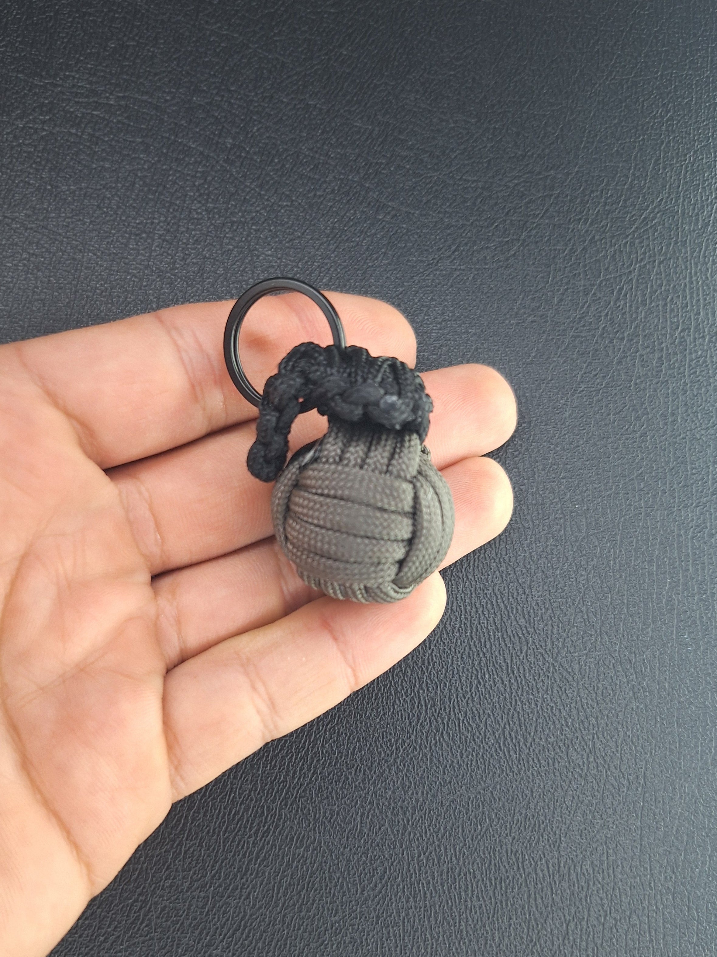 dark grey Paracord monkey fist grenade Keychain