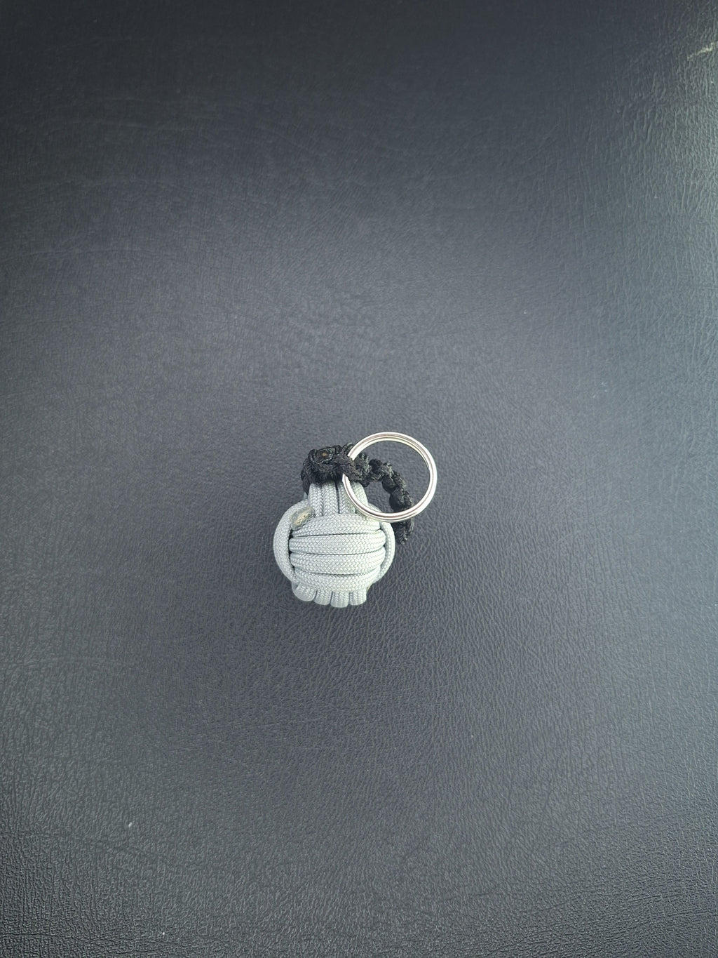 Silver paracord monkey fist gernade Keychain