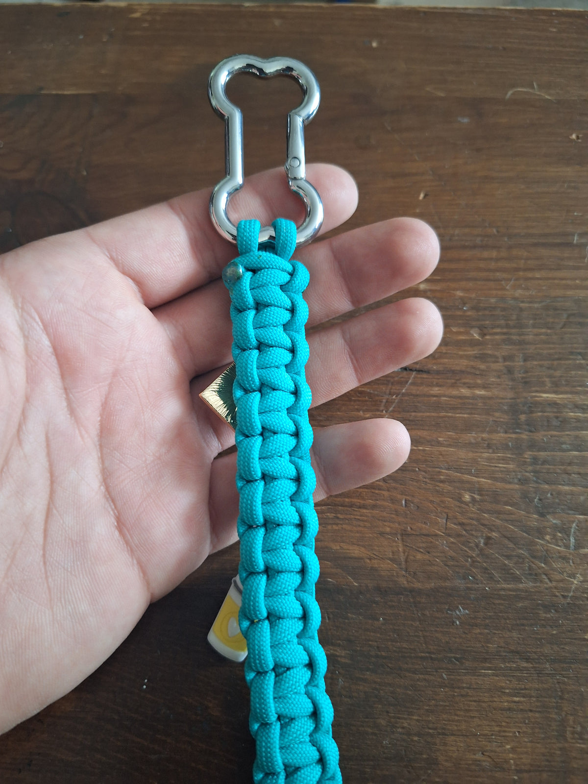 Teal German shepherd Keychain with coffee