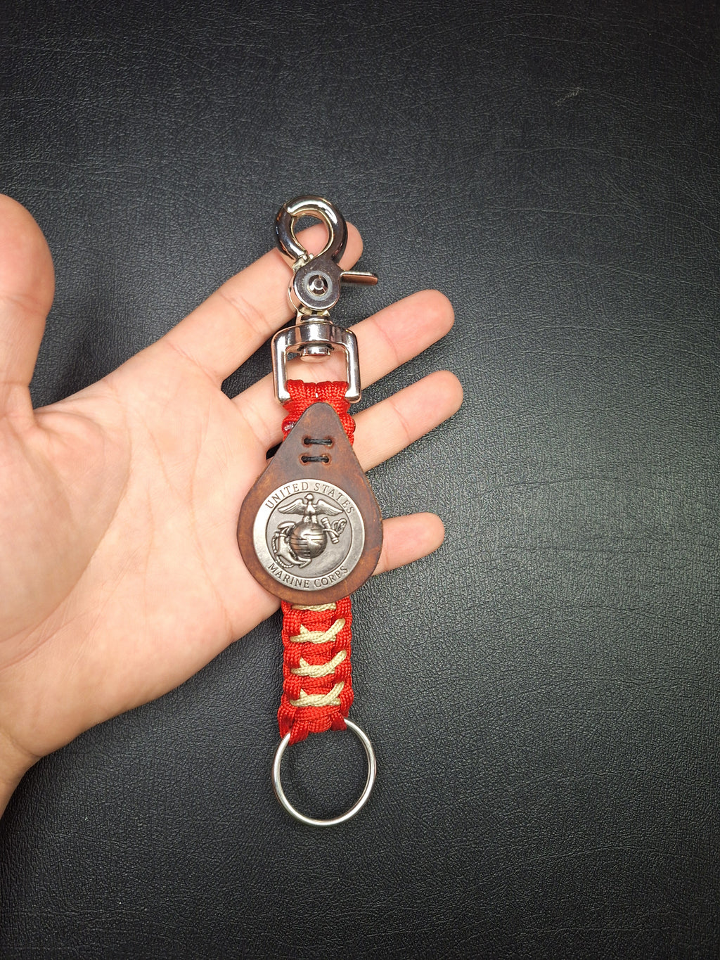 Red and gold paracord marine corps Keychain