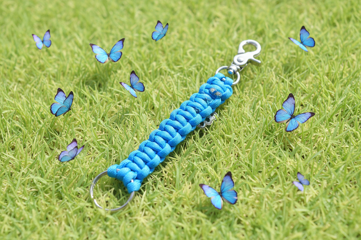 Blue paracord Keychain with blue butterfly charm