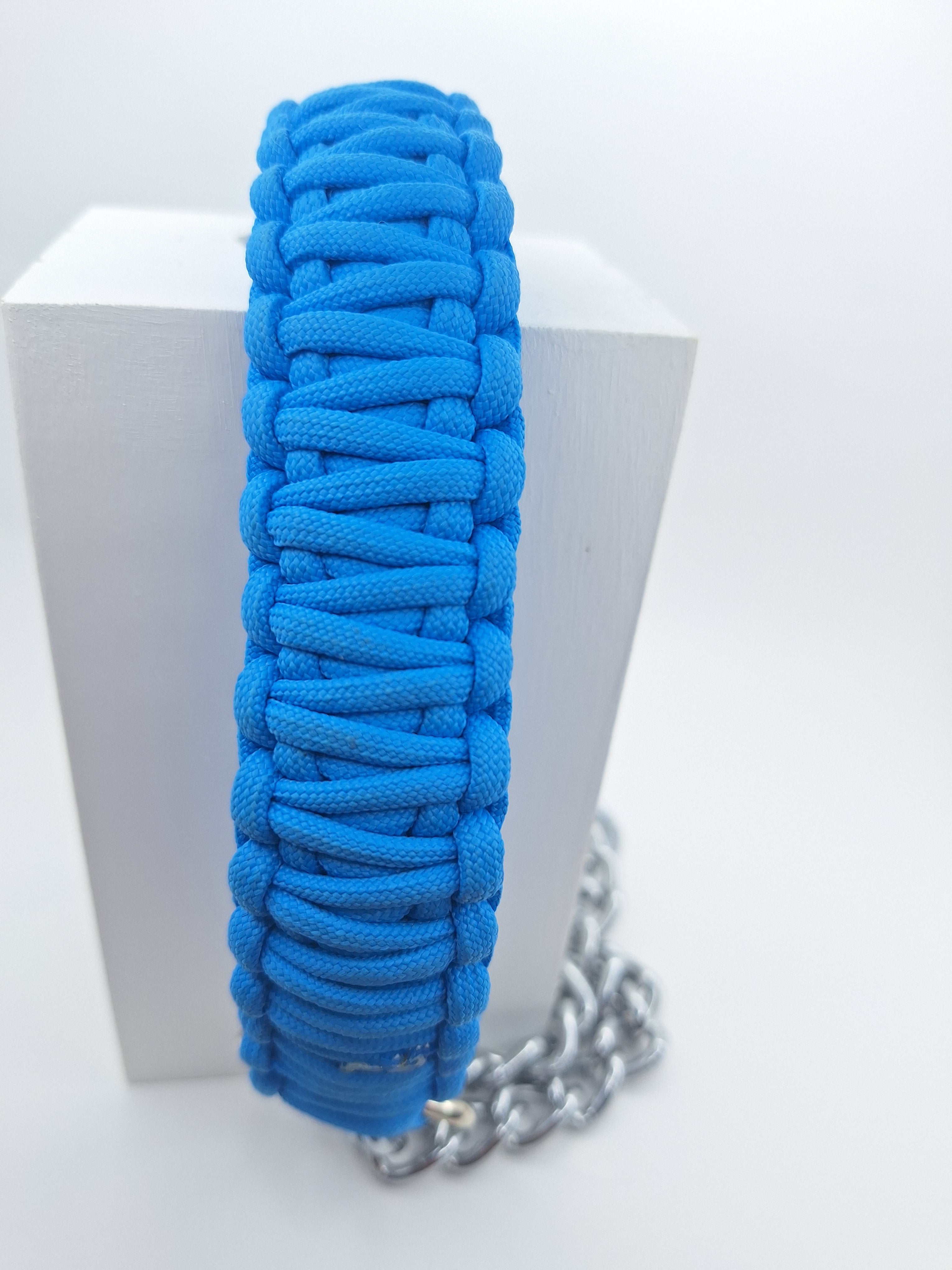 Sky blue paracord dog training collar