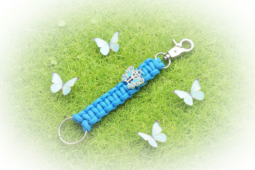 Blue paracord Keychain with blue butterfly charm
