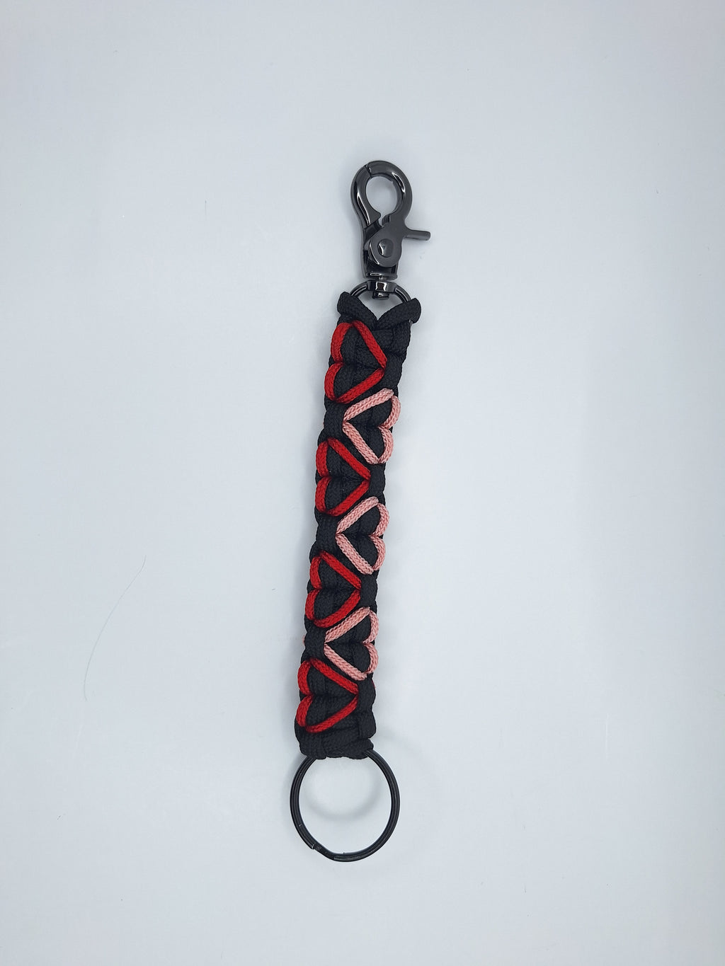 Paracord red and pink heart Keychain