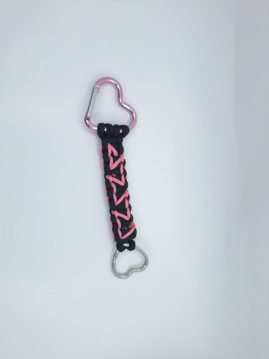 Black paracord Keychain with pink hearts