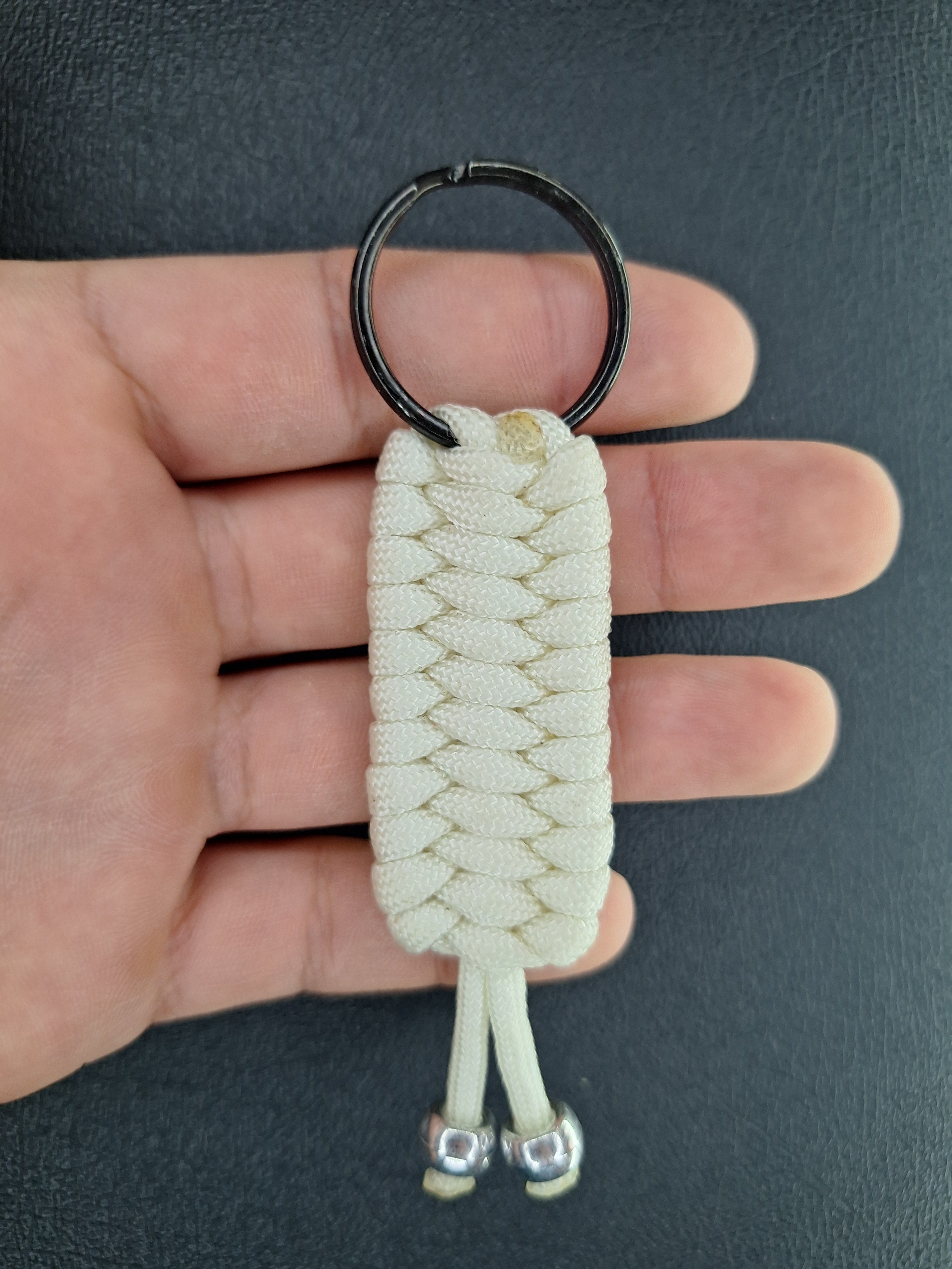 White Trilobite paracord Keychain