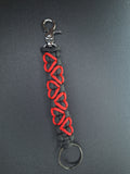 Black paracord Keychain with red hearts