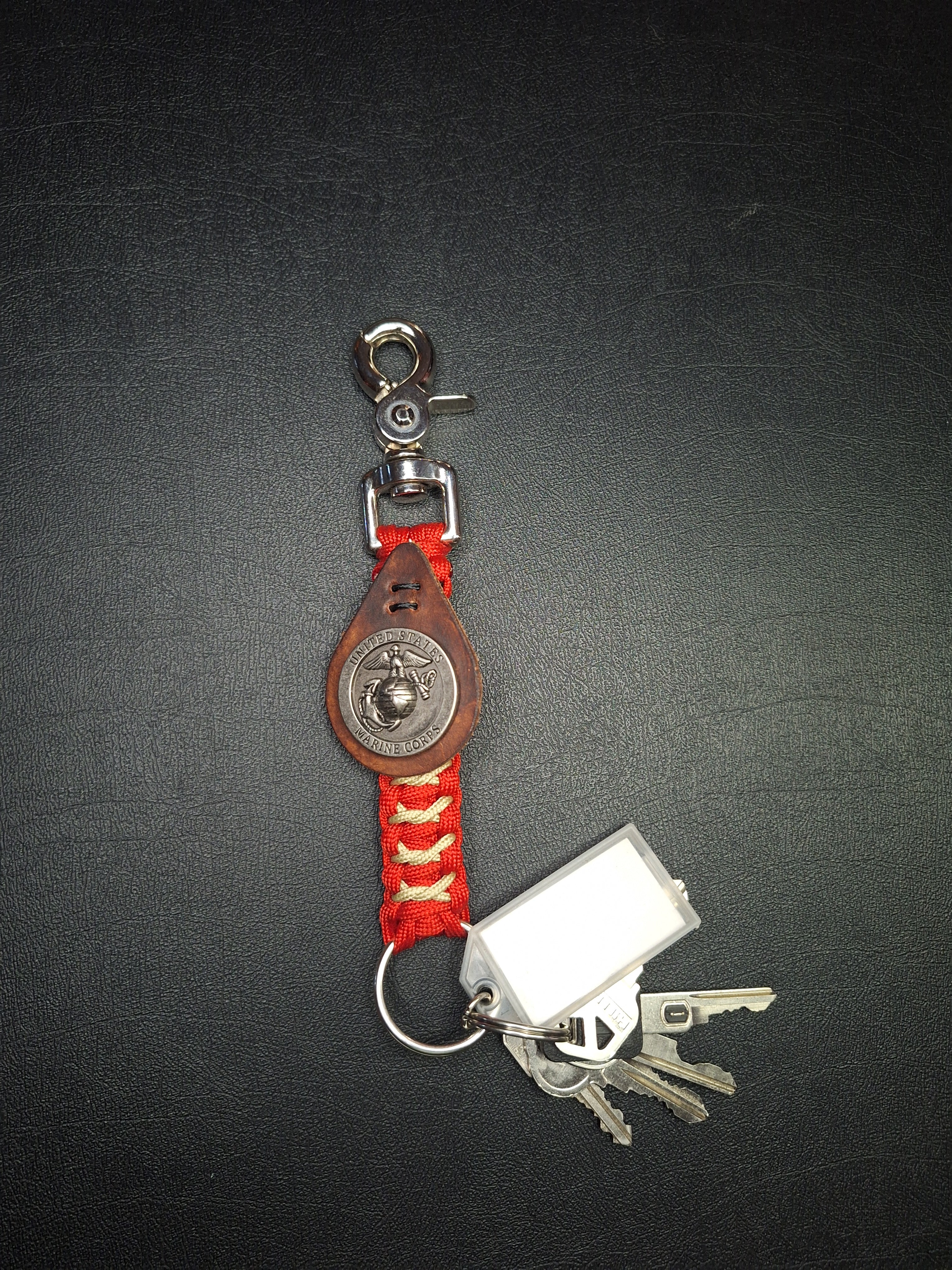 Red and gold paracord marine corps Keychain