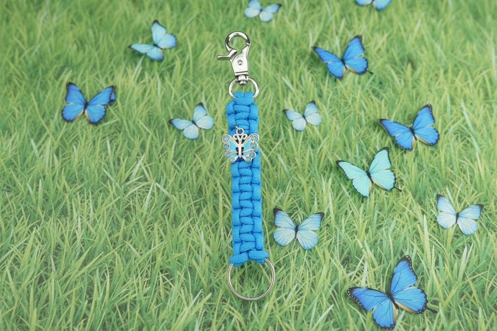 Blue paracord Keychain with blue butterfly charm