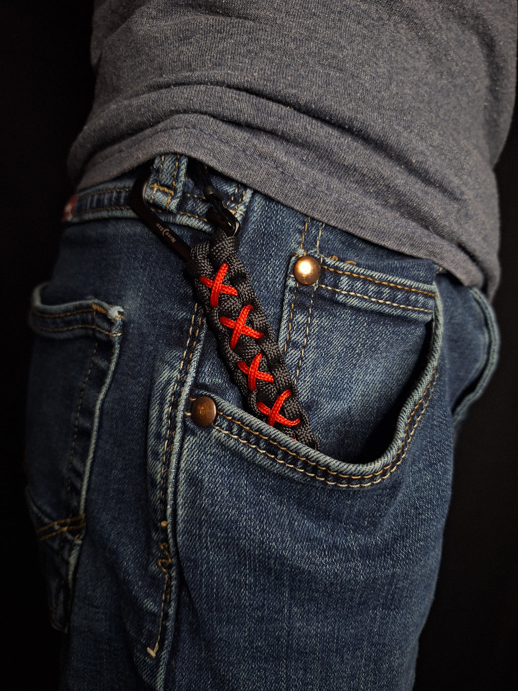 His and hers red paracord Keychain and ring set