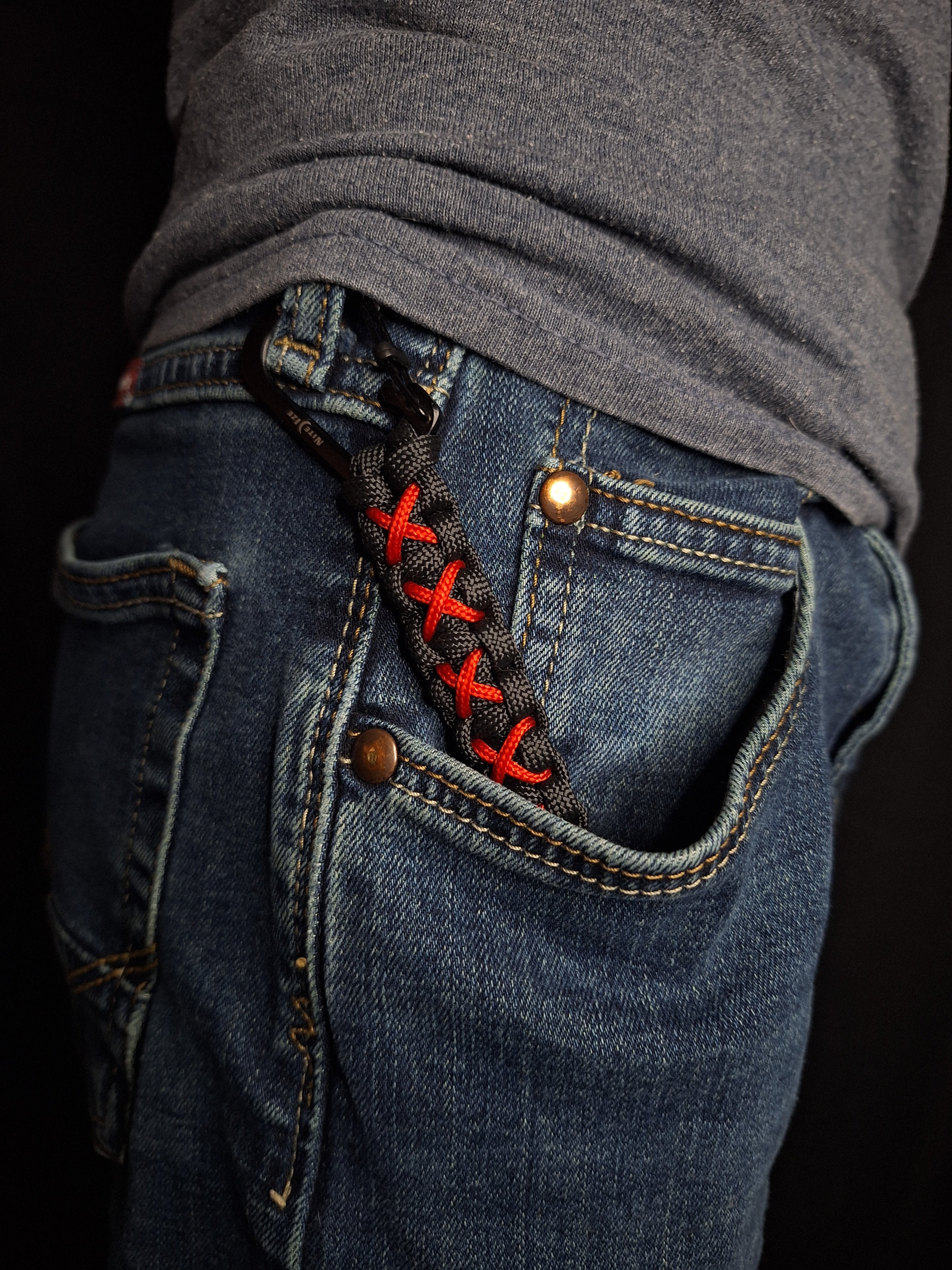 His and hers red paracord Keychain and ring set