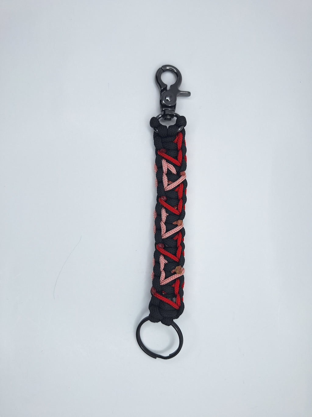 Paracord red and pink heart Keychain