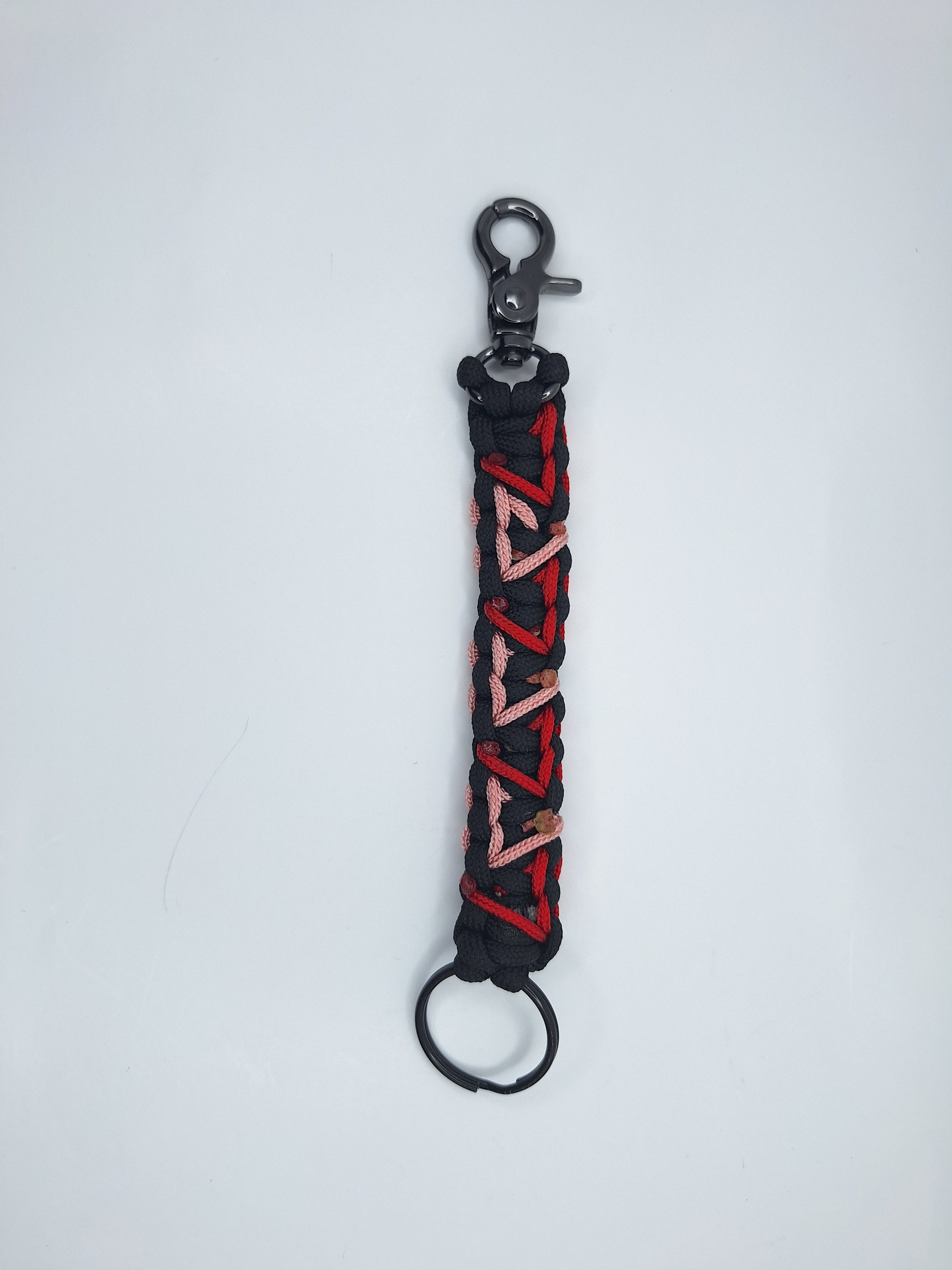 Paracord red and pink heart Keychain