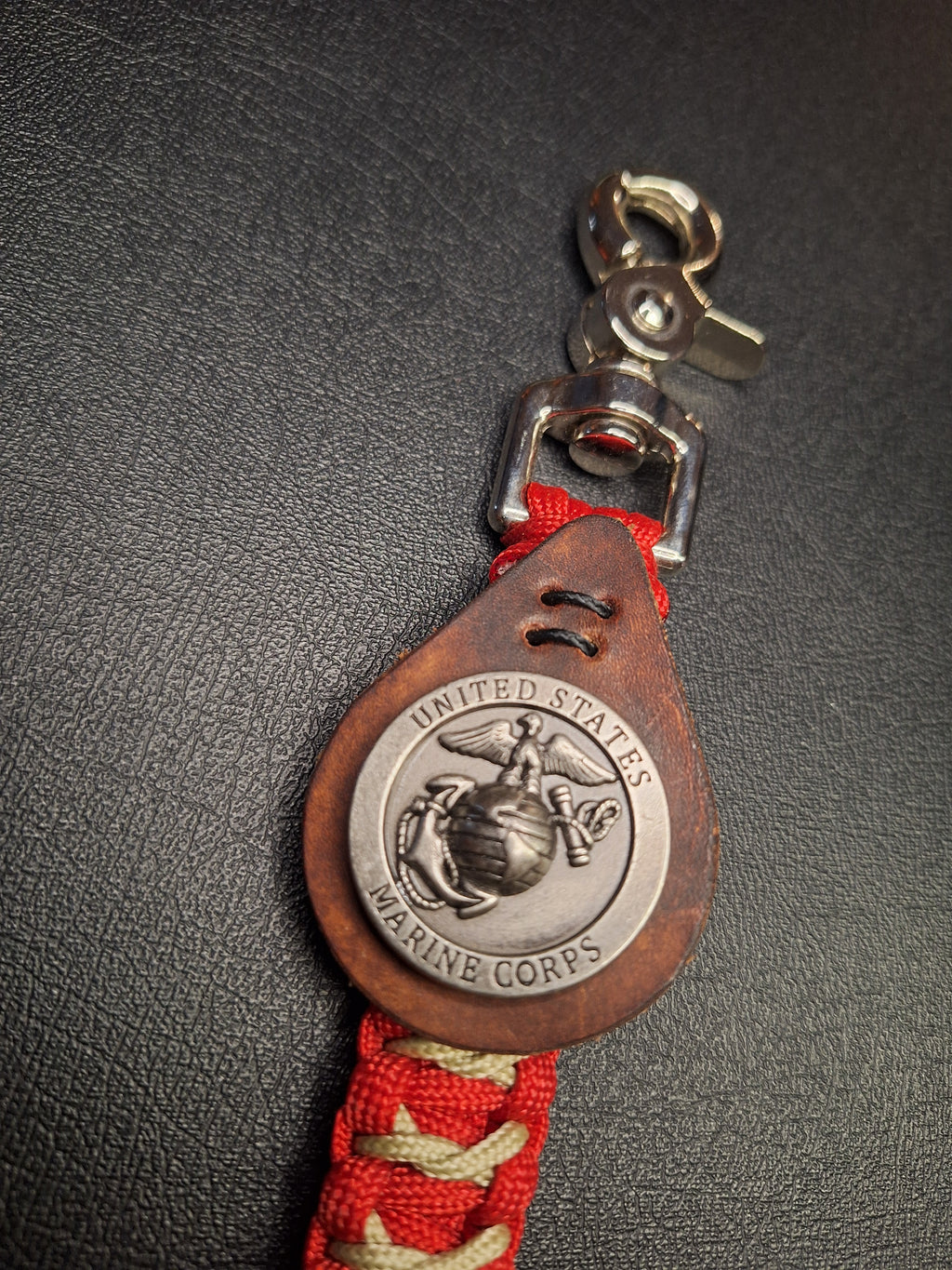 Red and gold paracord marine corps Keychain