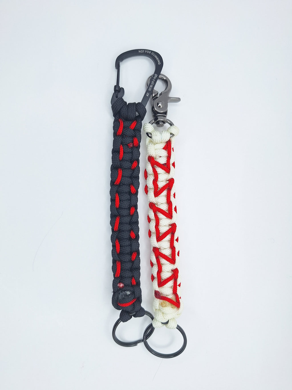 His and hers red paracord Keychain and ring set