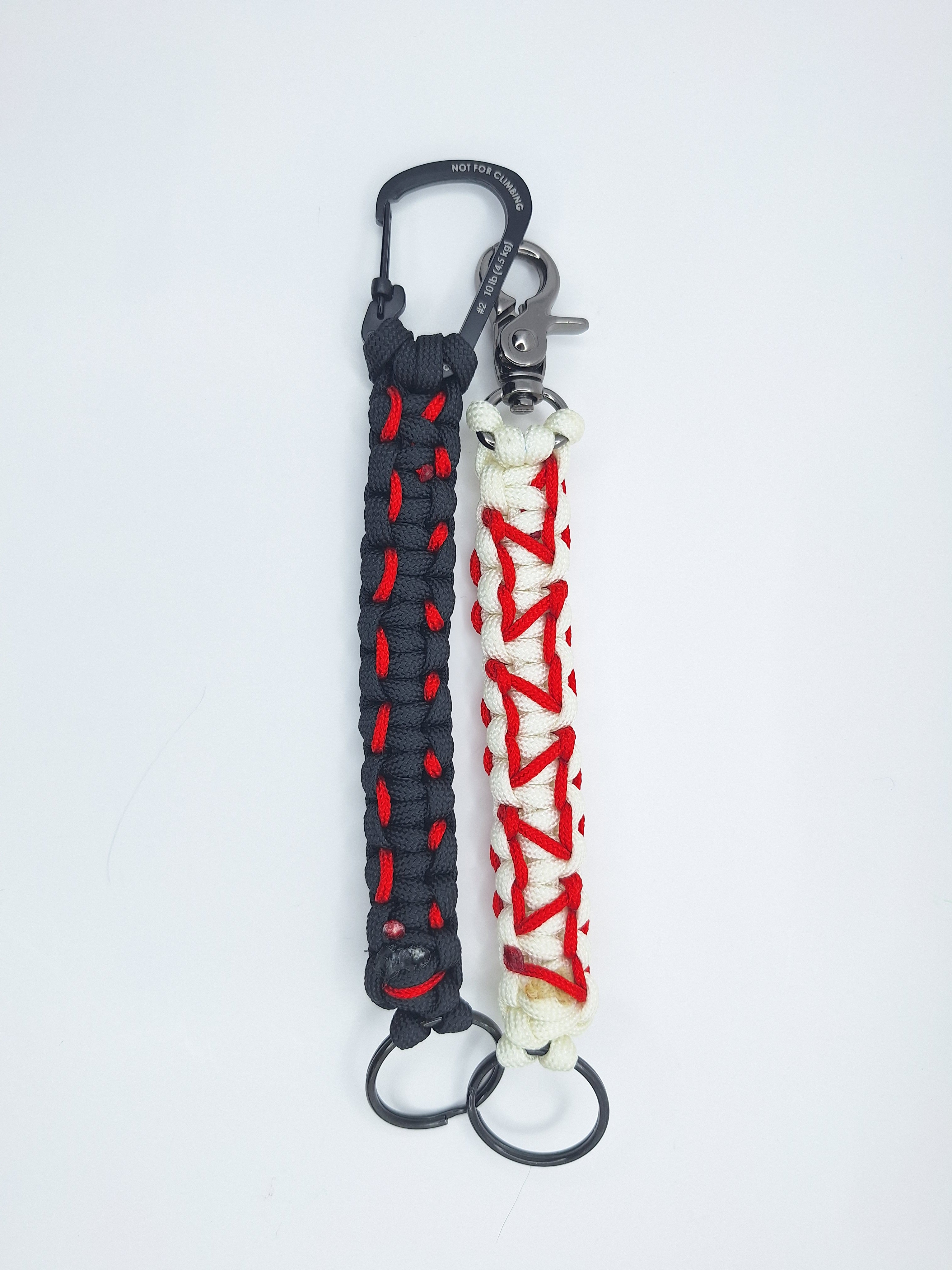 His and hers red paracord Keychain and ring set