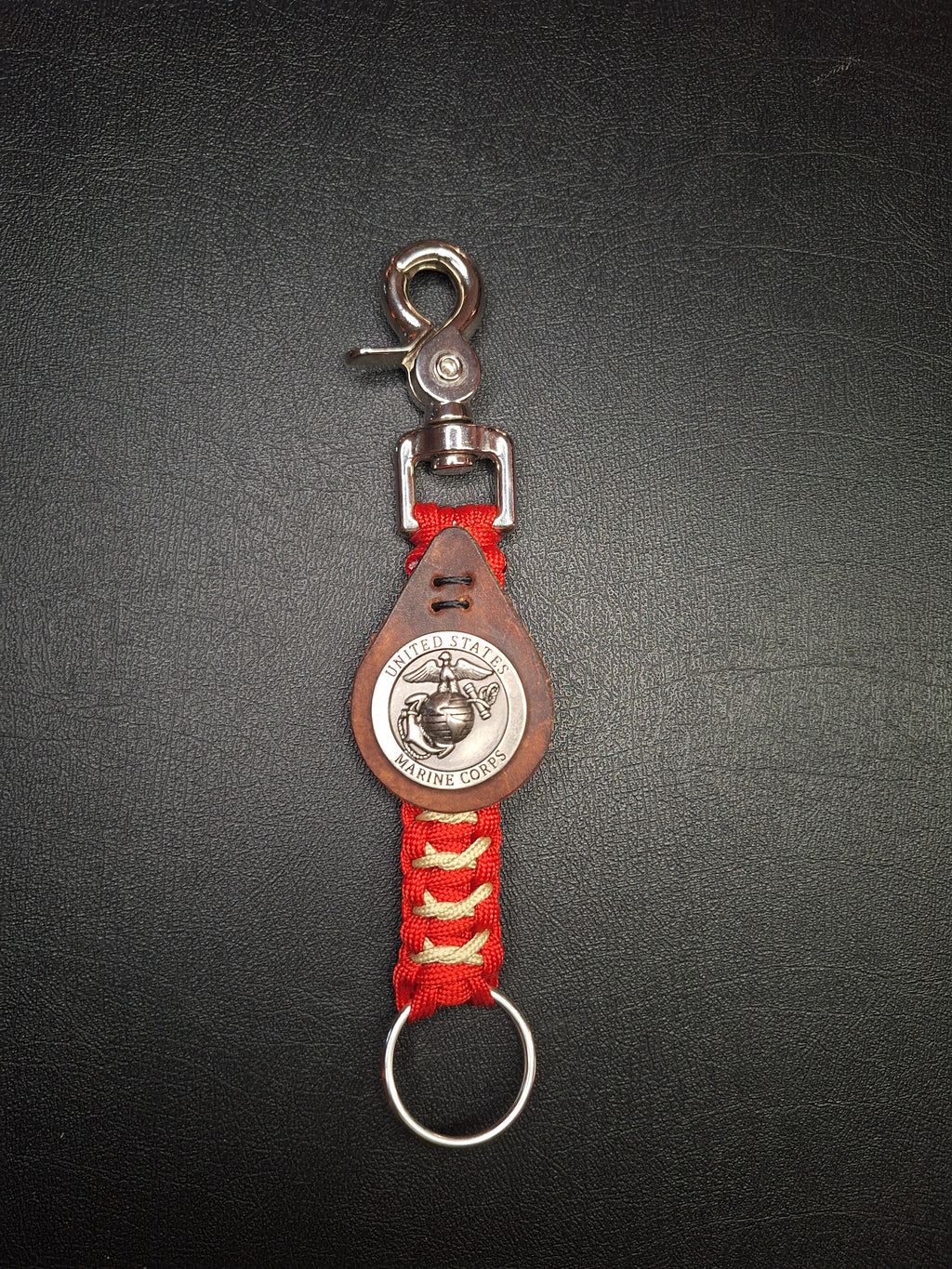 Red and gold paracord marine corps Keychain