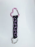 Black paracord Keychain with lavender hearts