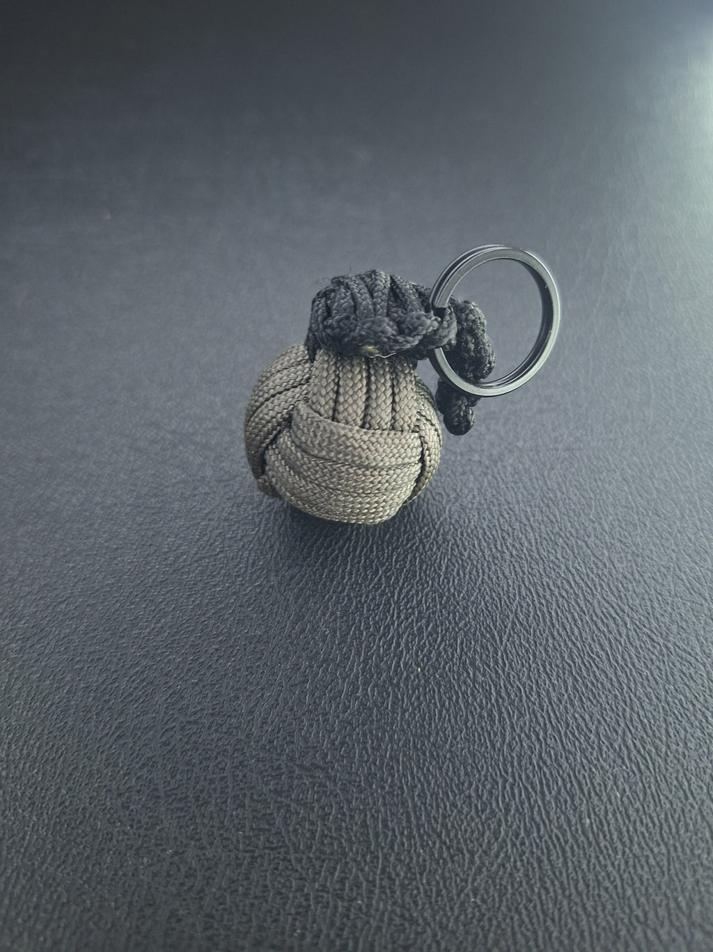 dark grey Paracord monkey fist grenade Keychain