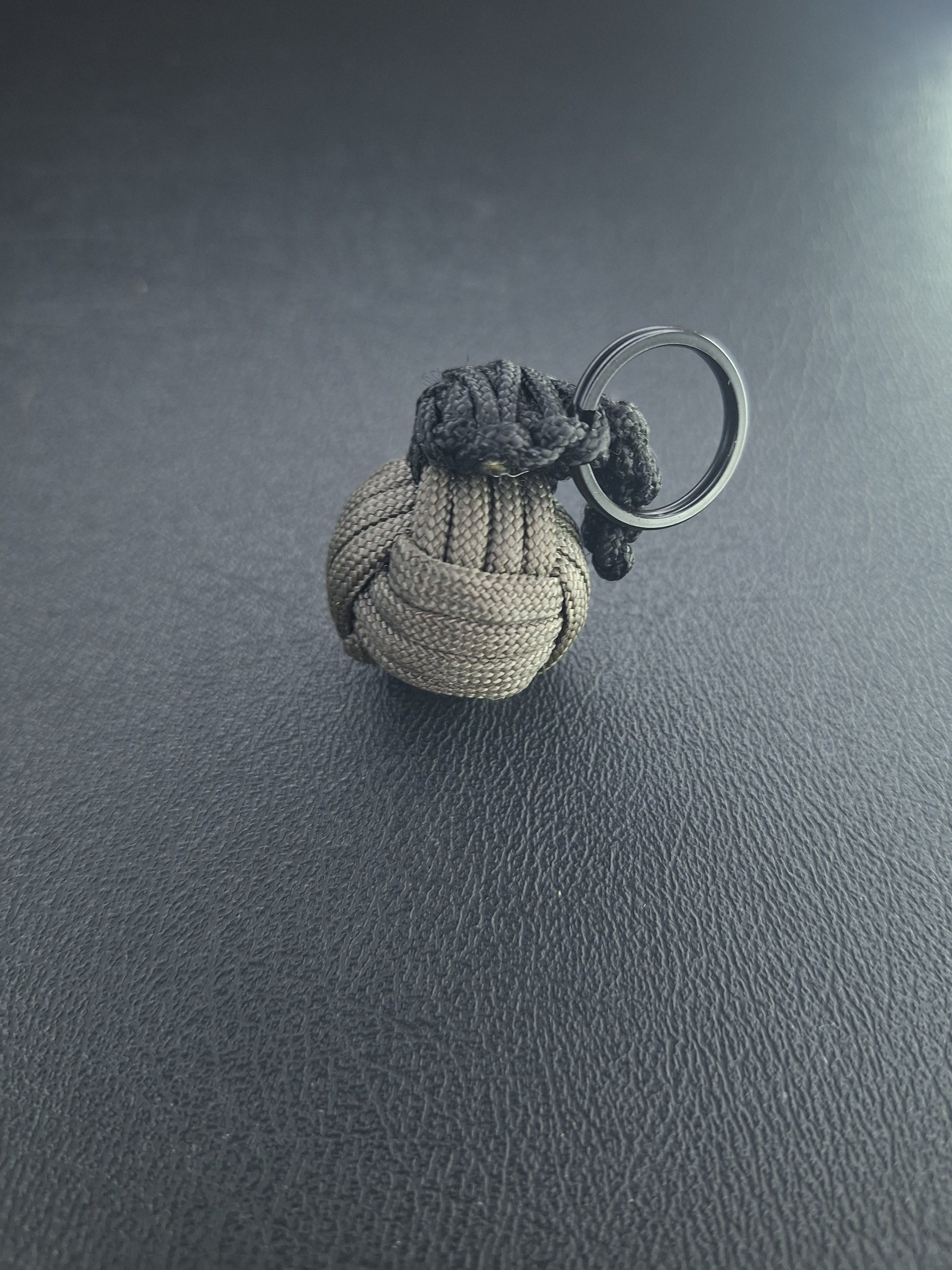 dark grey Paracord monkey fist grenade Keychain