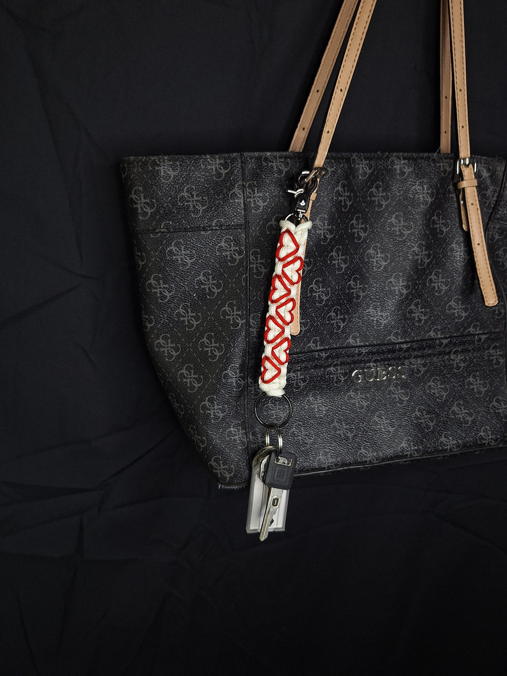 His and hers red paracord Keychain and ring set