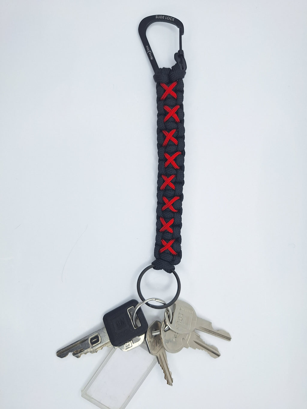 His and hers red paracord Keychain and ring set
