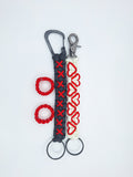 His and hers red paracord Keychain and ring set