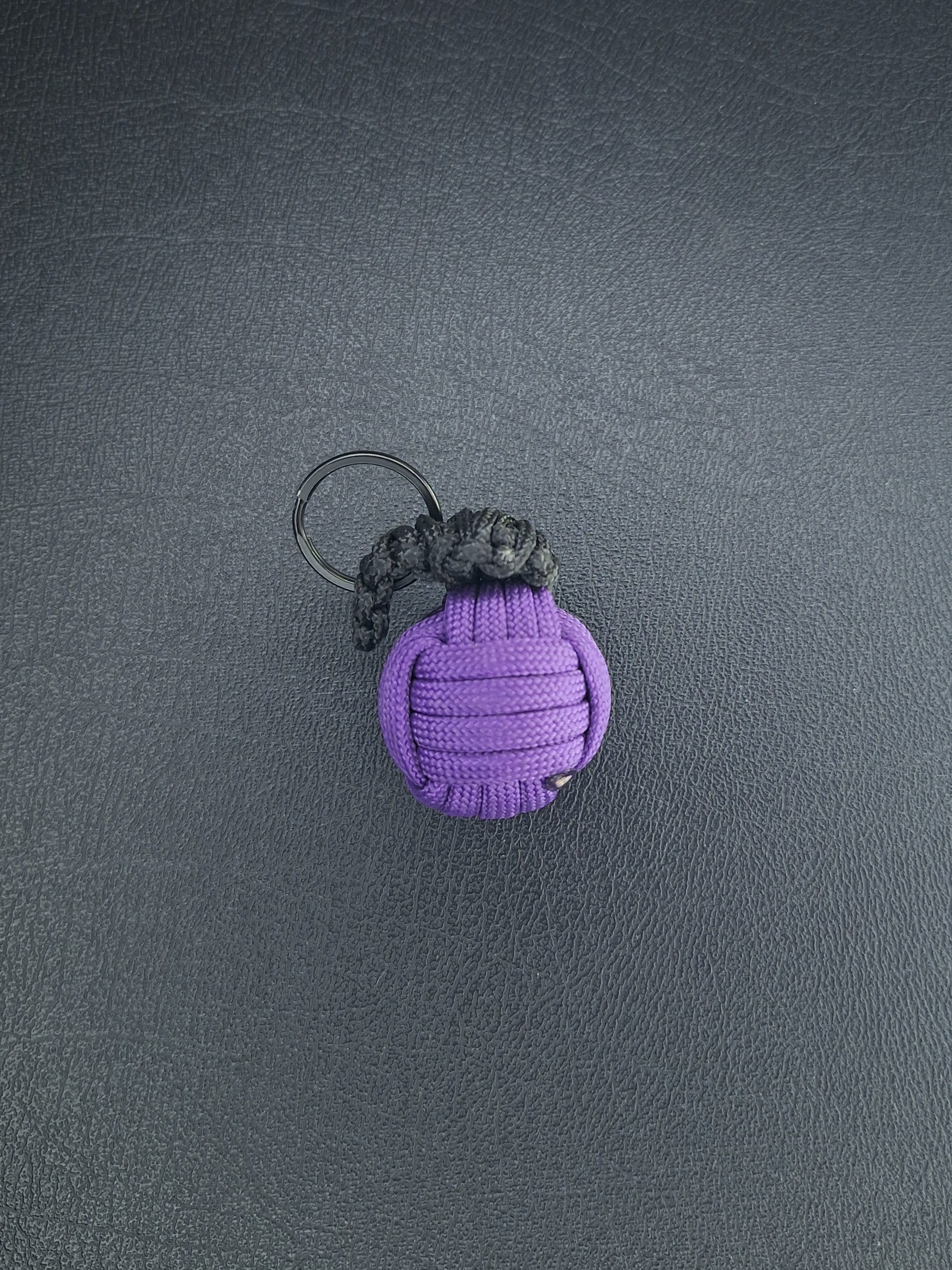 purple paracord monkey fist grenade keychain