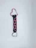 Black paracord Keychain with pink hearts