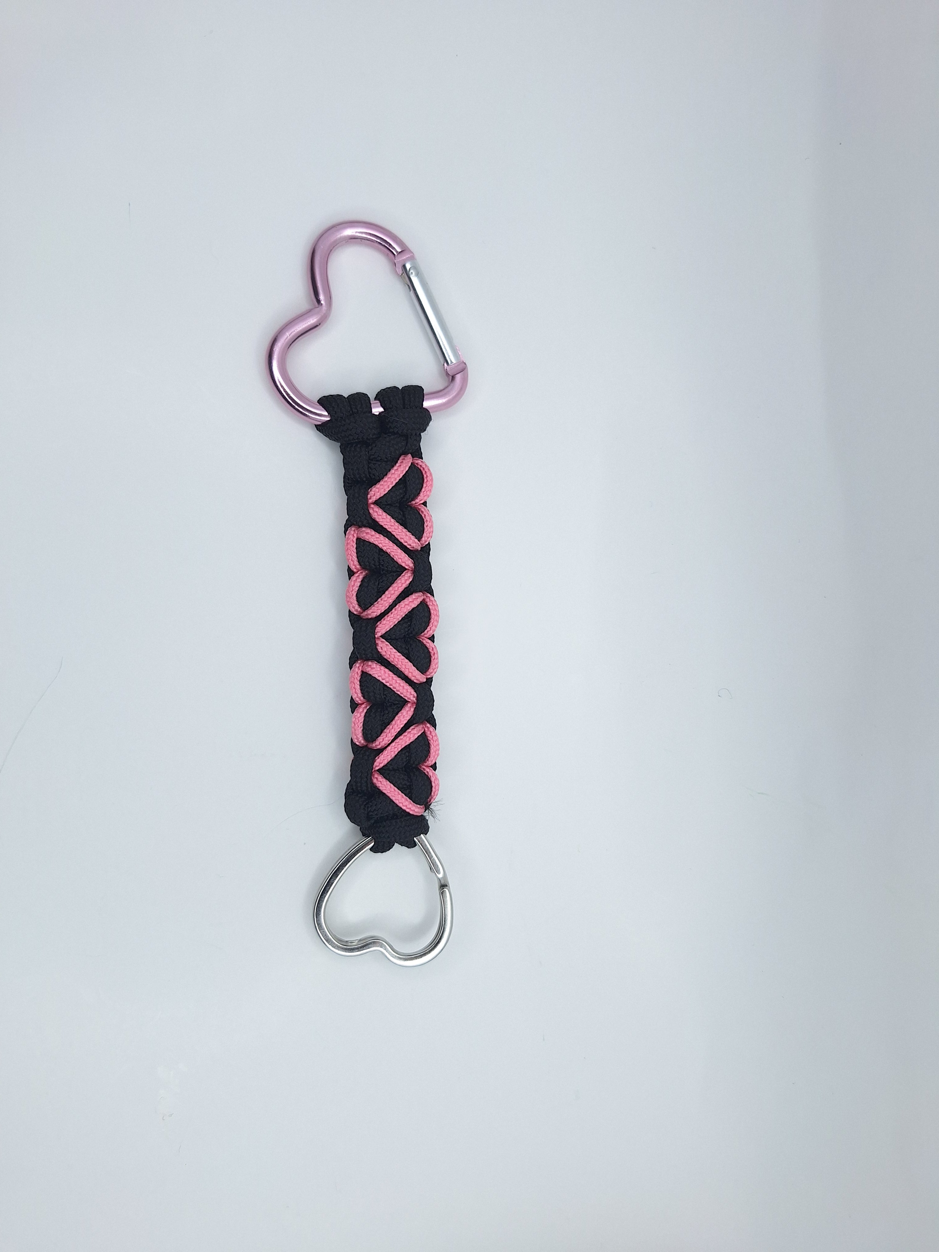 Black paracord Keychain with pink hearts