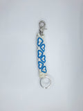 White paracord Keychain with sky blue hearts