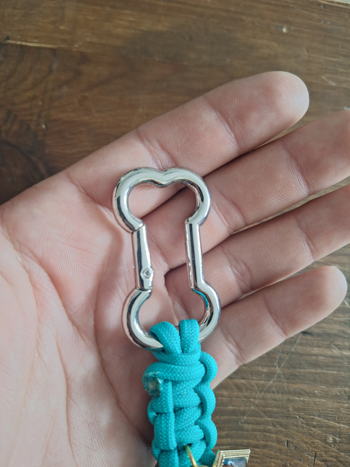 Teal German shepherd Keychain with coffee