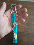 Teal German shepherd Keychain with coffee