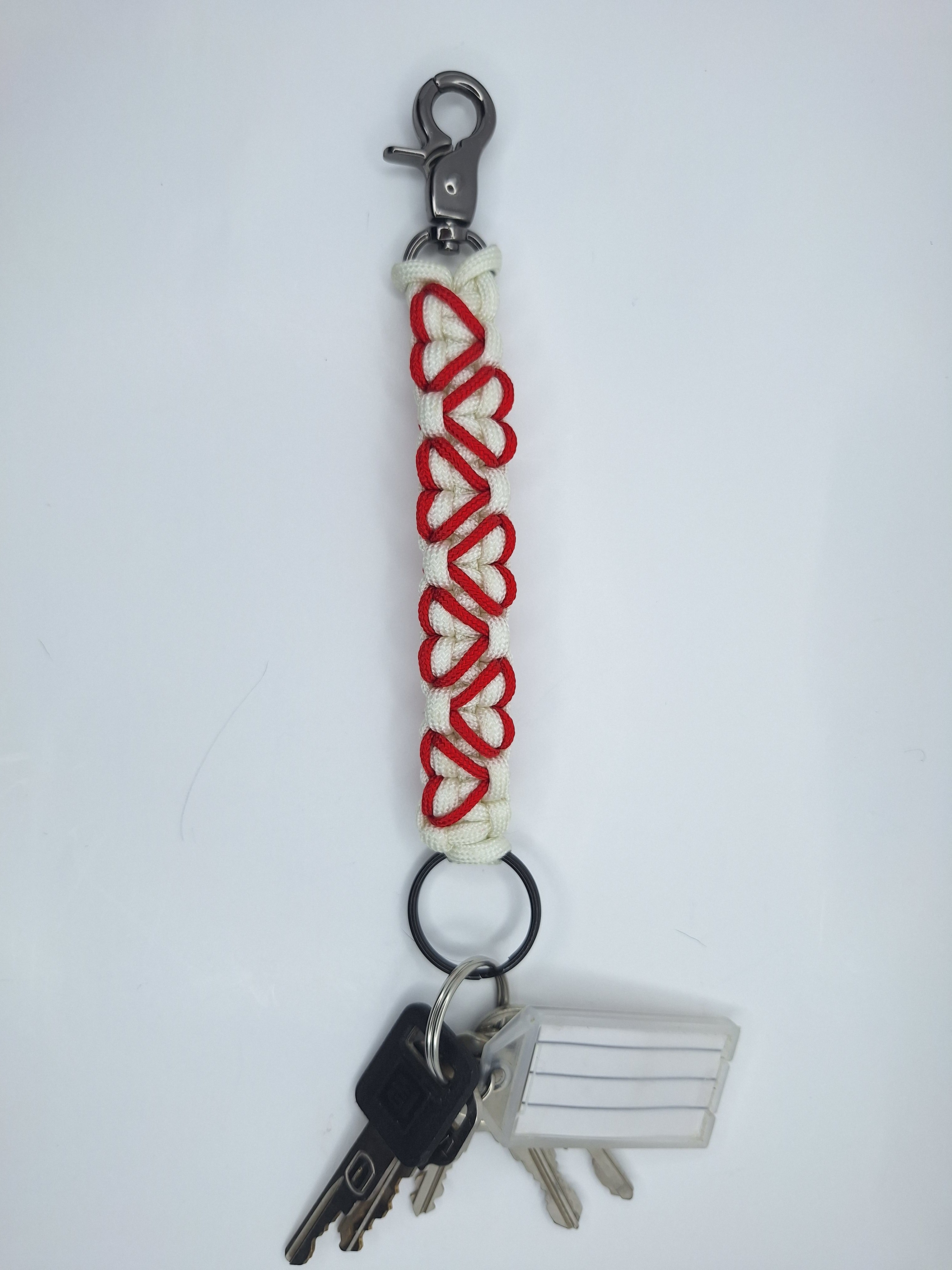 His and hers red paracord Keychain and ring set